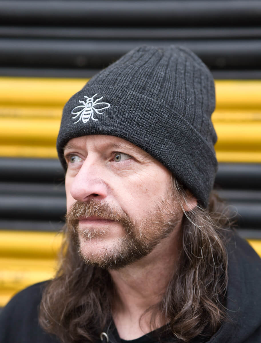 Dark Grey Thinsulate Beanie with Embroidered Bee (Staff) • The Manchester Shop