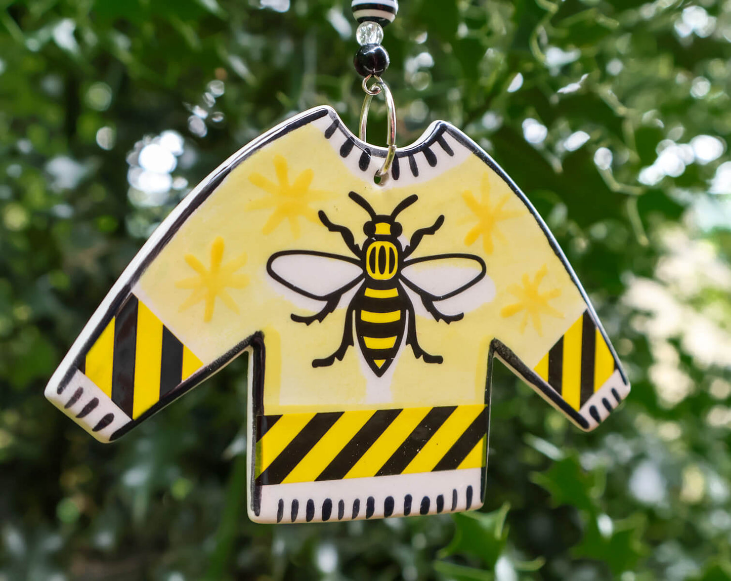 Manchester Bee Christmas Jumper Ceramic Decoration • The Manchester Shop