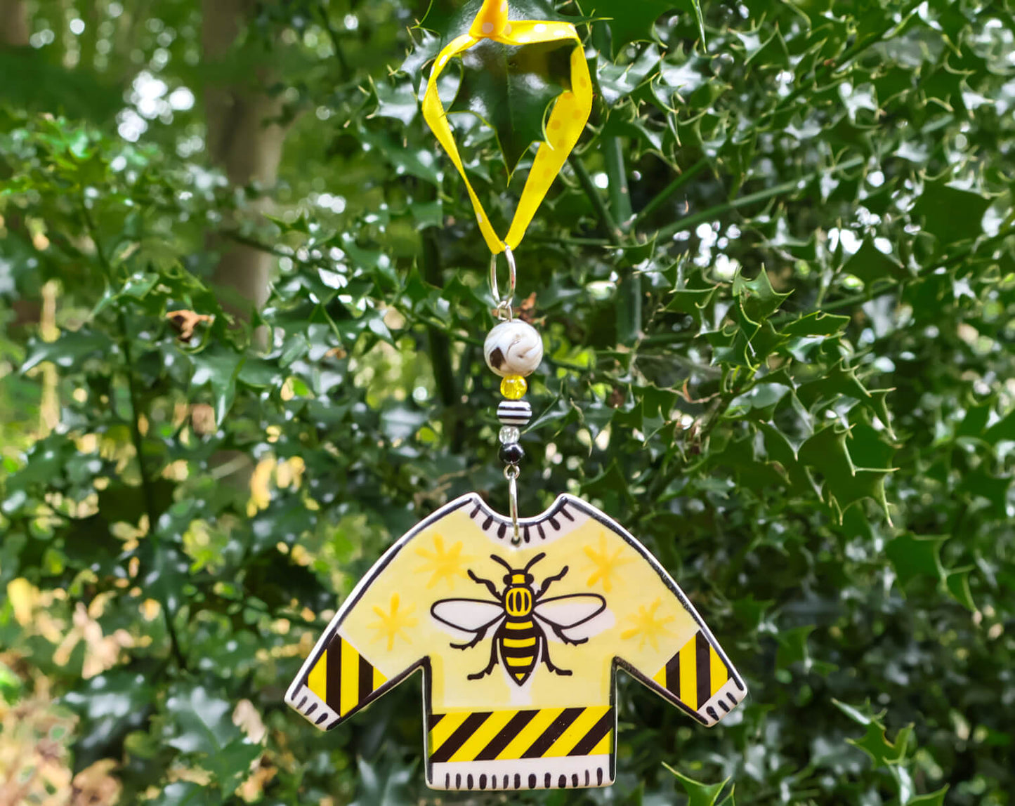 Manchester Bee Christmas Jumper Ceramic Decoration • The Manchester Shop