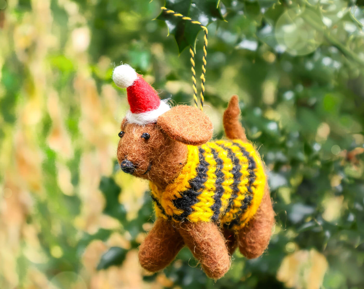Dog with Jumper & Christmas Hat Decoration • The Manchester Shop