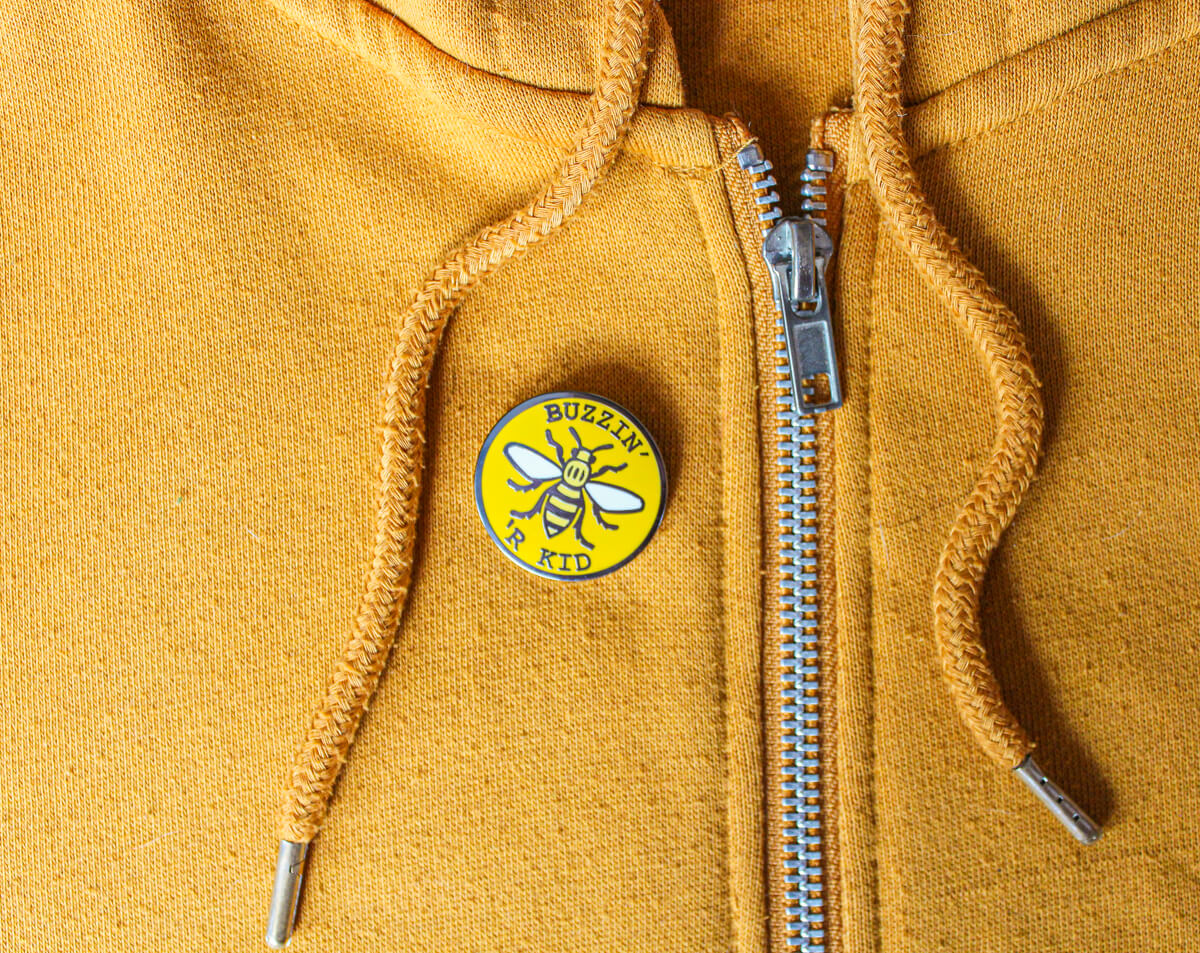 Buzzin' R' Kid Enamel Pin • The Manchester Shop