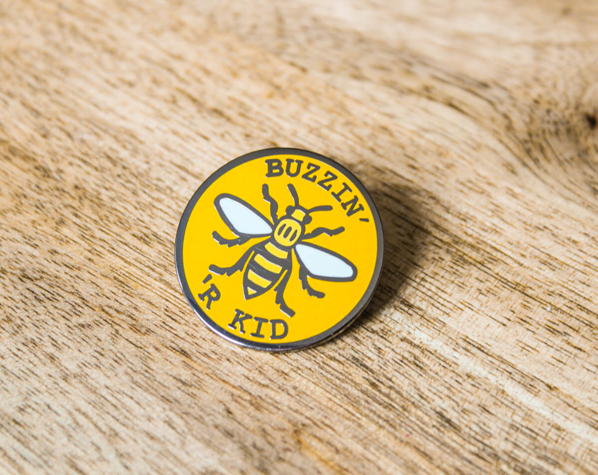 Buzzin' R' Kid Enamel Pin • The Manchester Shop