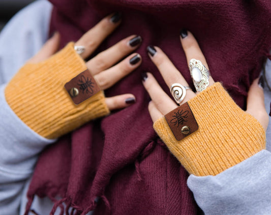 Fingerless Mustard Gloves