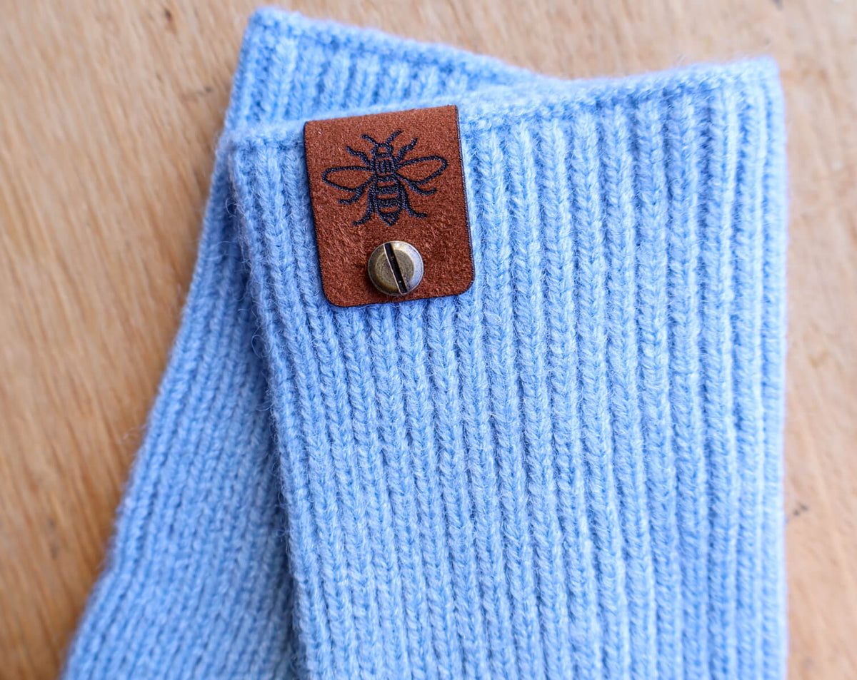 Fingerless Blue Gloves