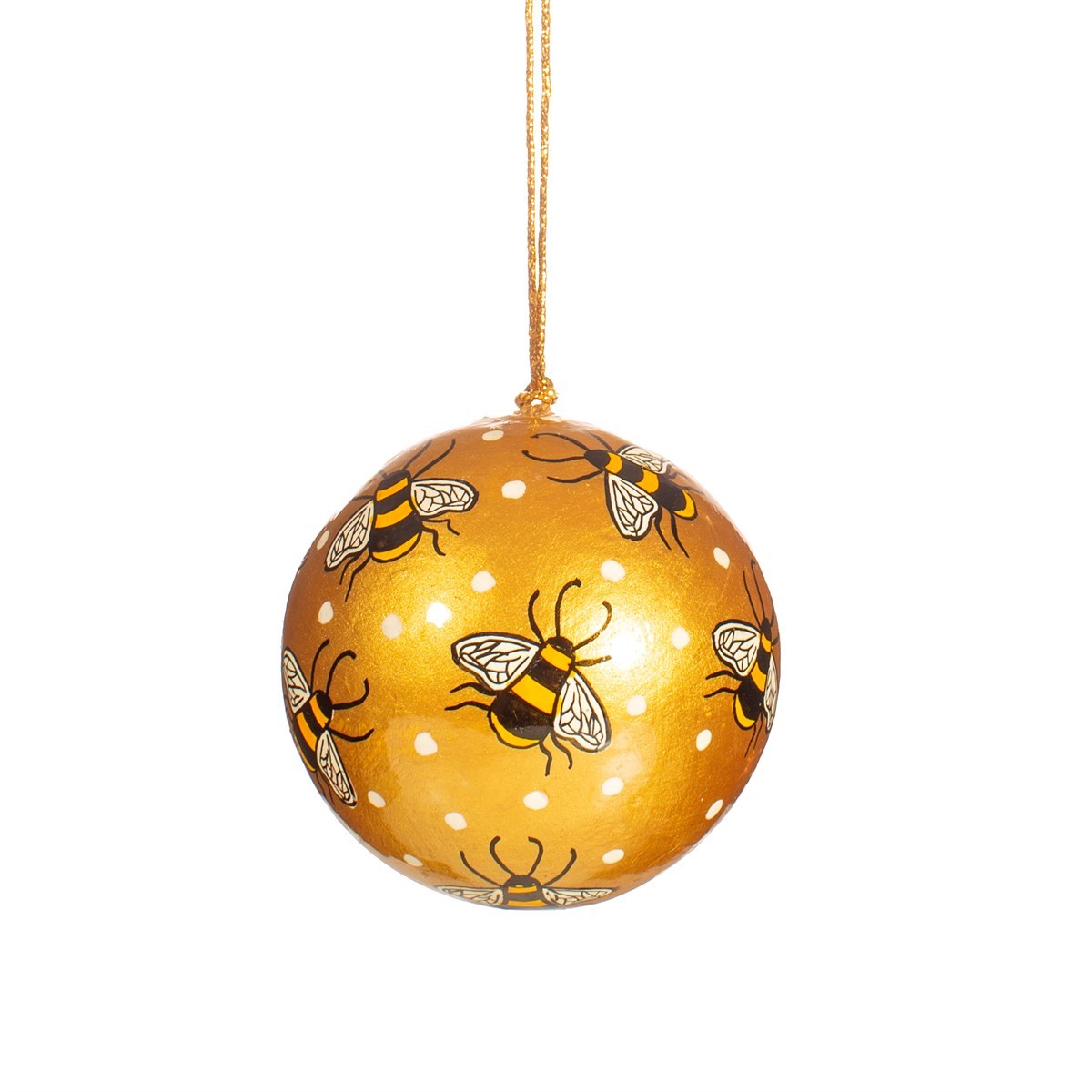Gold Bee Papier Mache Bauble • The Manchester Shop