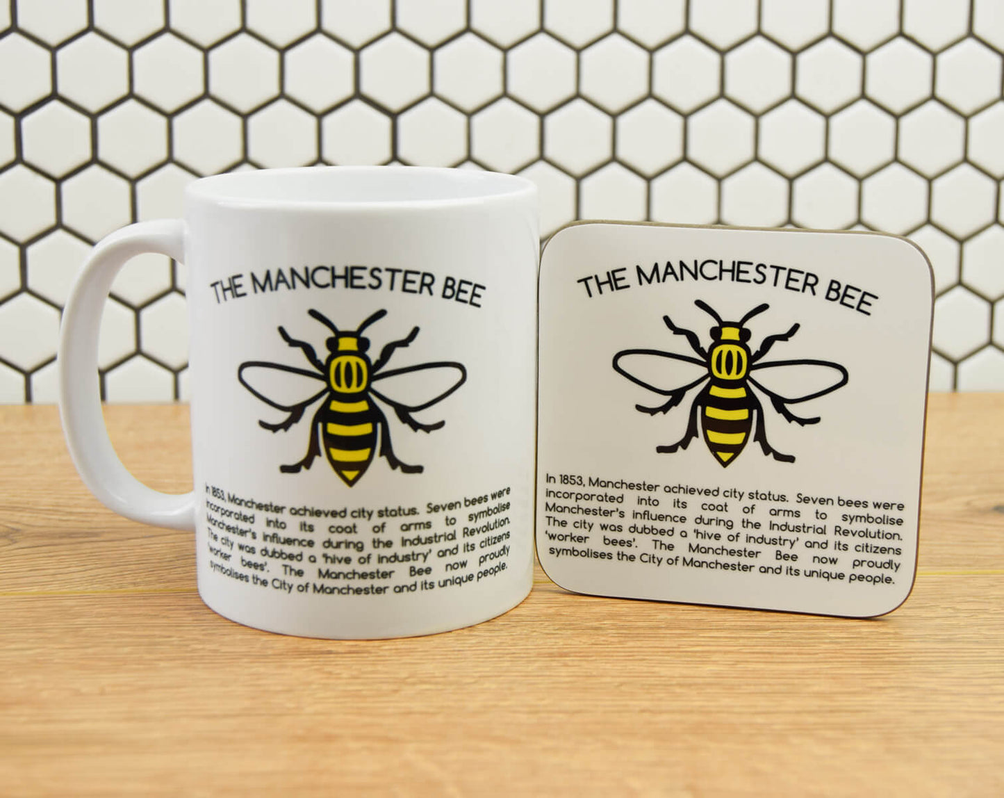 History of the Manchester Bee Mug & Coaster Gift Set (Staff) - The Manchester Shop