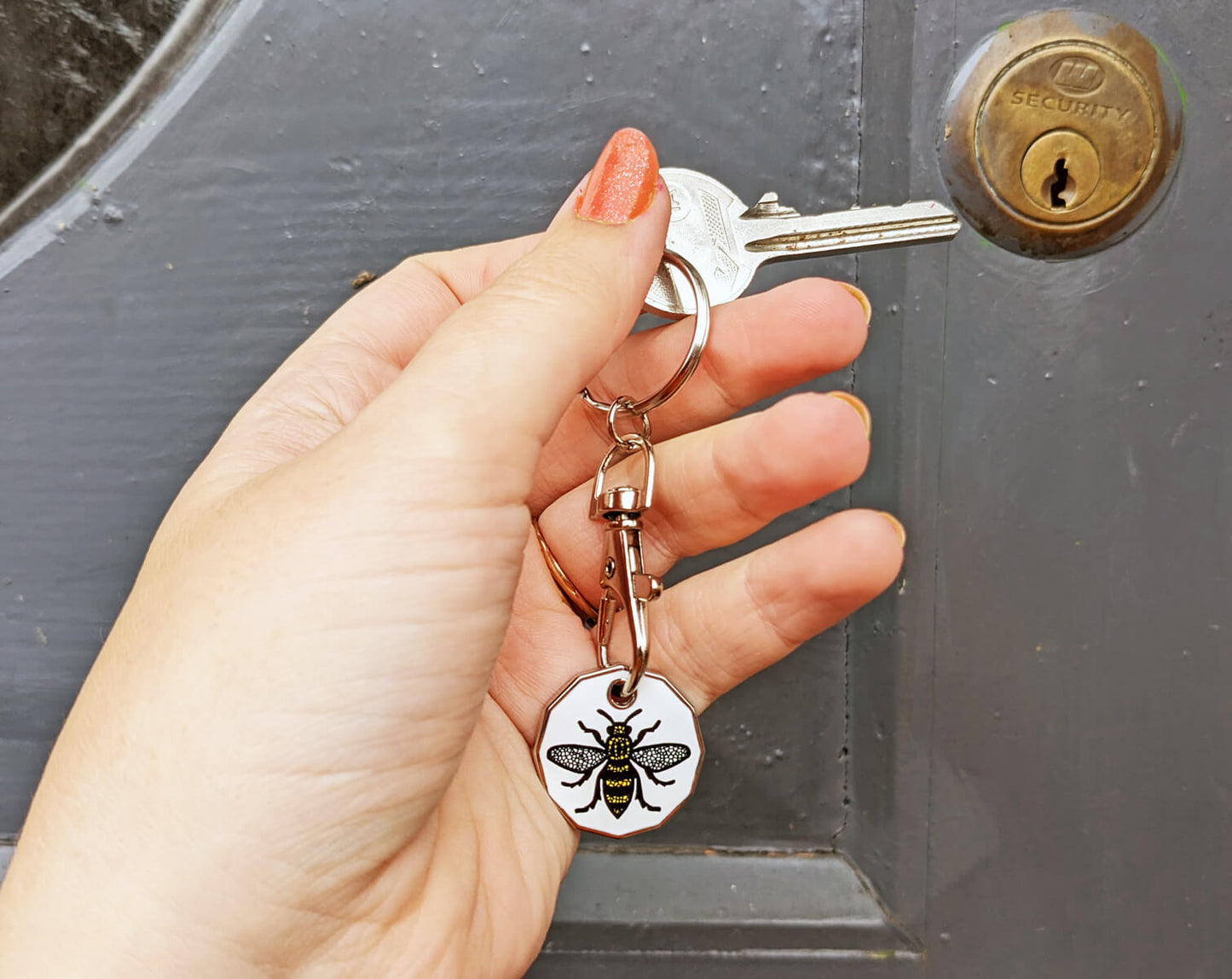 Manchester Bee Trolly Coin Keyring • The Manchester Shop