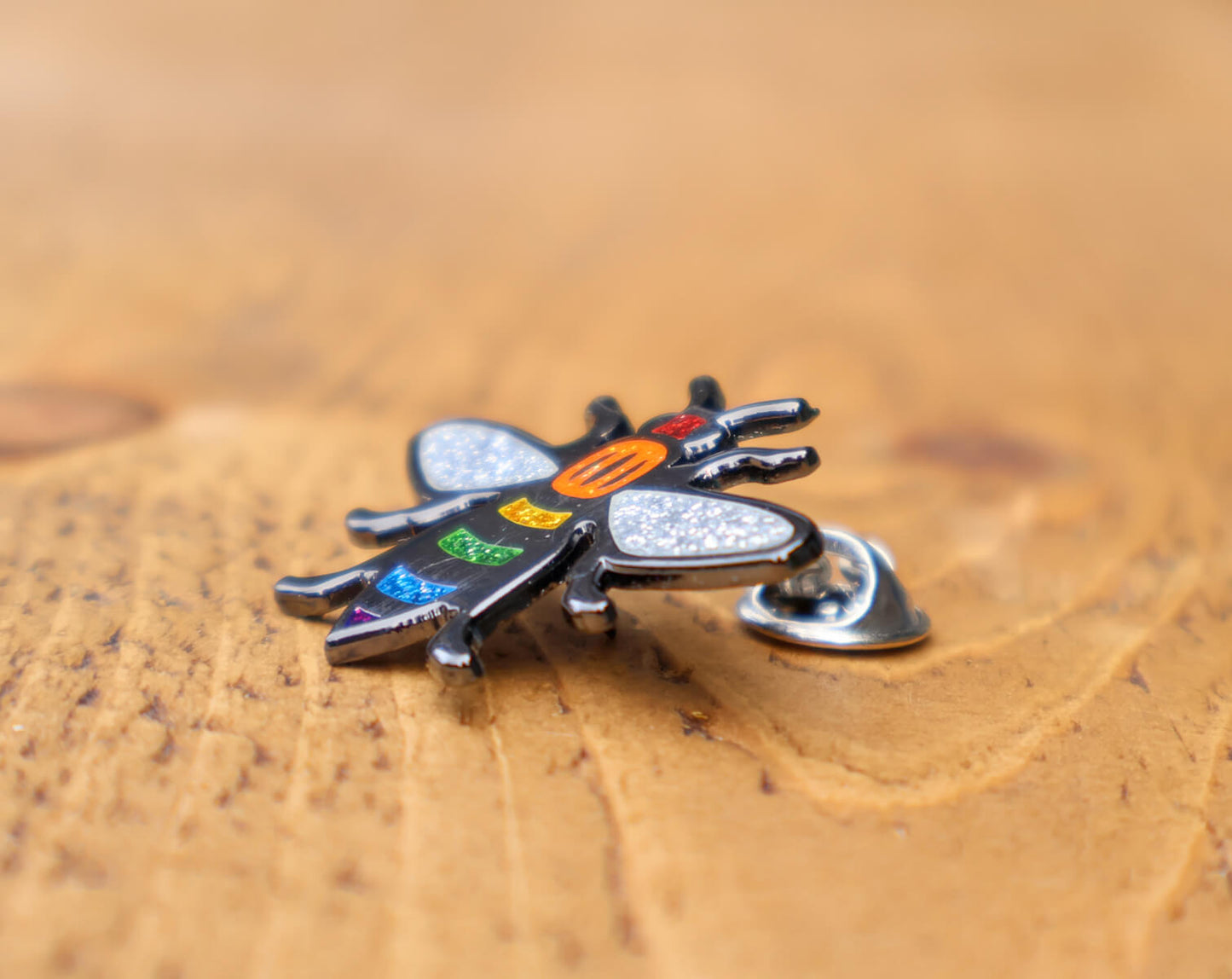 Glitter Rainbow Manchester Bee Brooch • The Manchester Shop