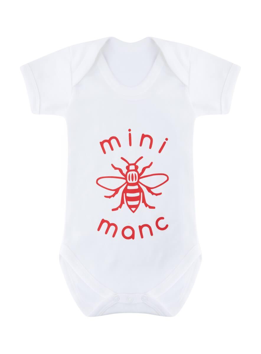 Red Mini-Manc Baby Grow (Staff) - The Manchester Shop