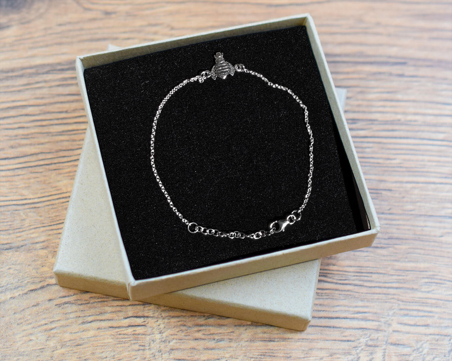 Bee Charm Sterling Silver Chain Bracelet • The Manchester Shop