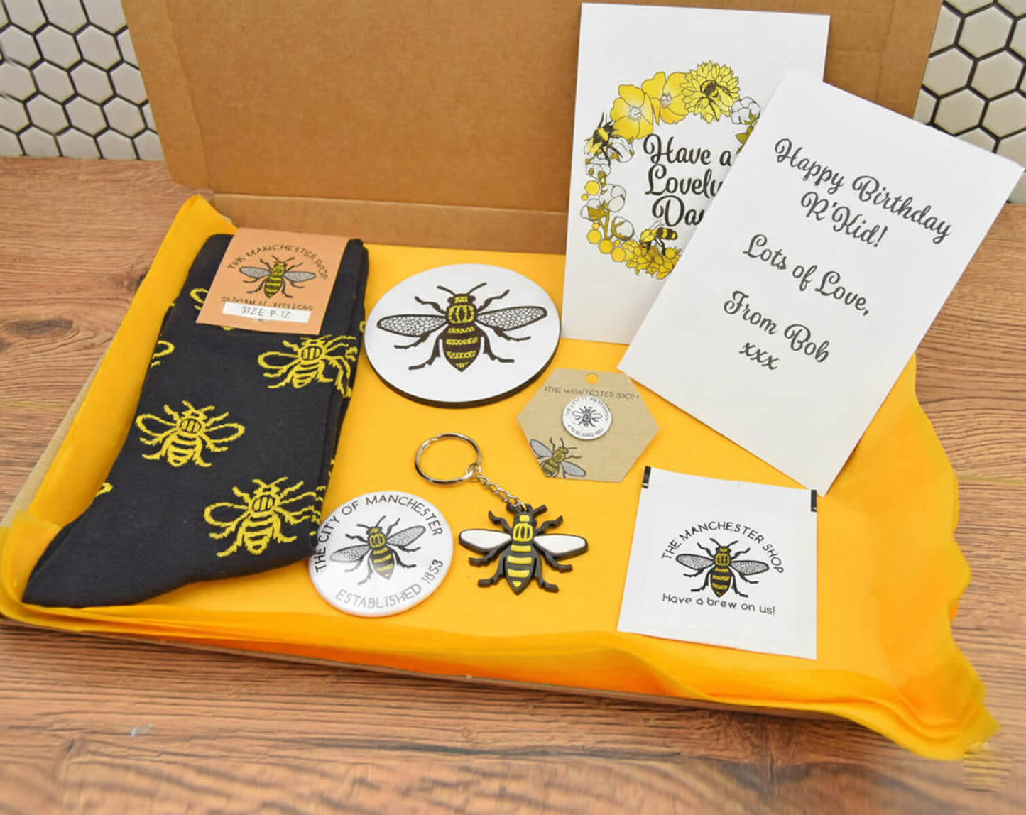 Bee Sock Letterbox Gift Box • The Manchester Shop