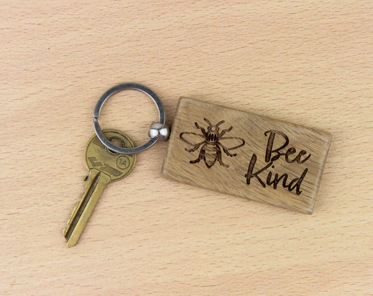 Bee Kind Oak Keyring