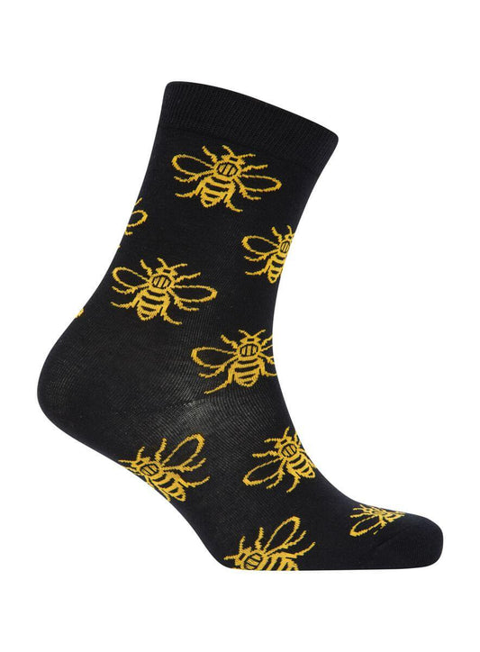 Black Manchester Bee Adult Socks - The Manchester Shop