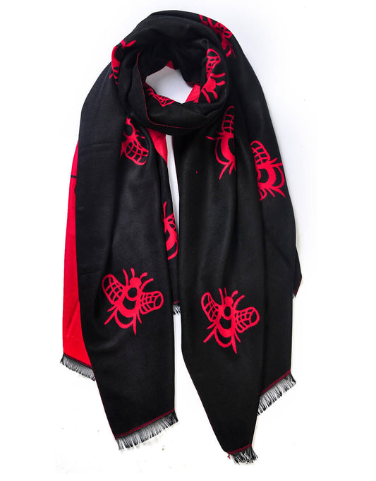 Black and Red Bee Pashmina | The Manchester Shop
