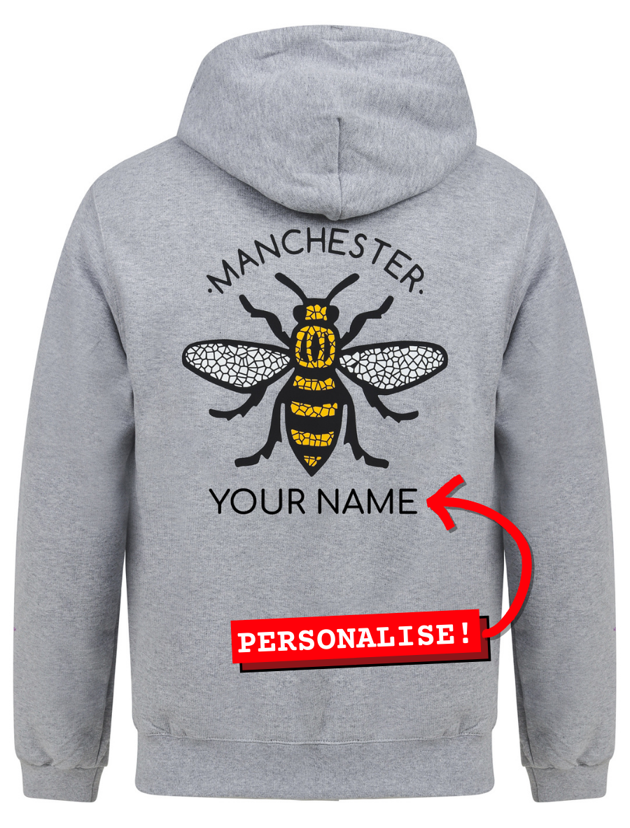 Manc & Proud Mosaic Bee Grey Hoody (Staff) - The Manchester Shop