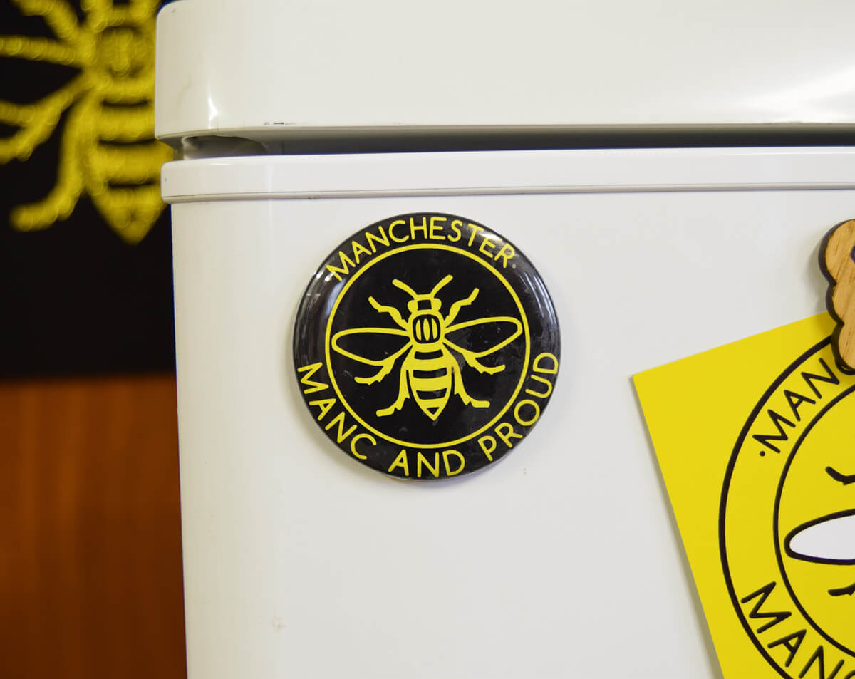 Manc and Proud Yellow Manchester Bee Magnet • The Manchester Shop