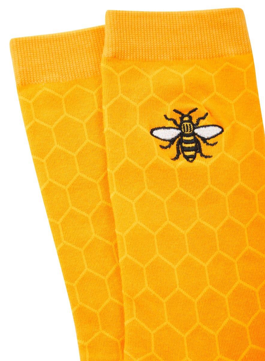 Mustard Honeycomb Bee Socks - The Manchester Shop