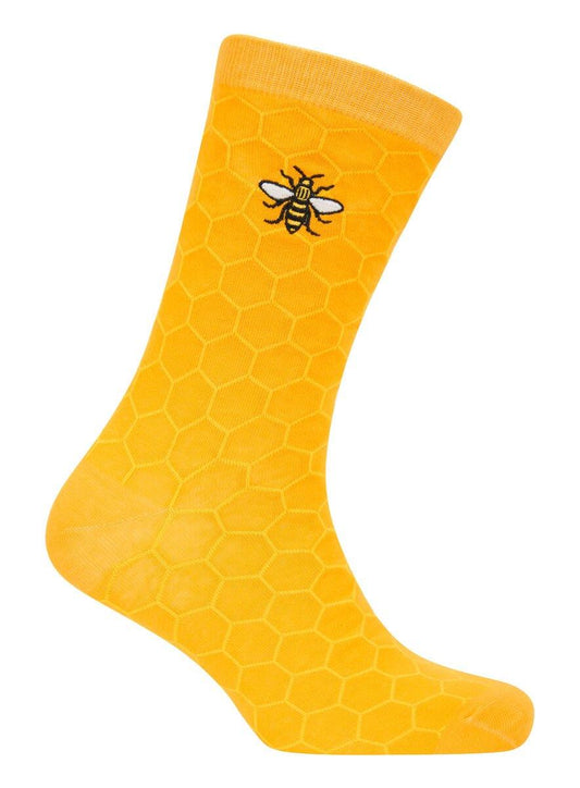 Mustard Honeycomb Bee Socks - The Manchester Shop