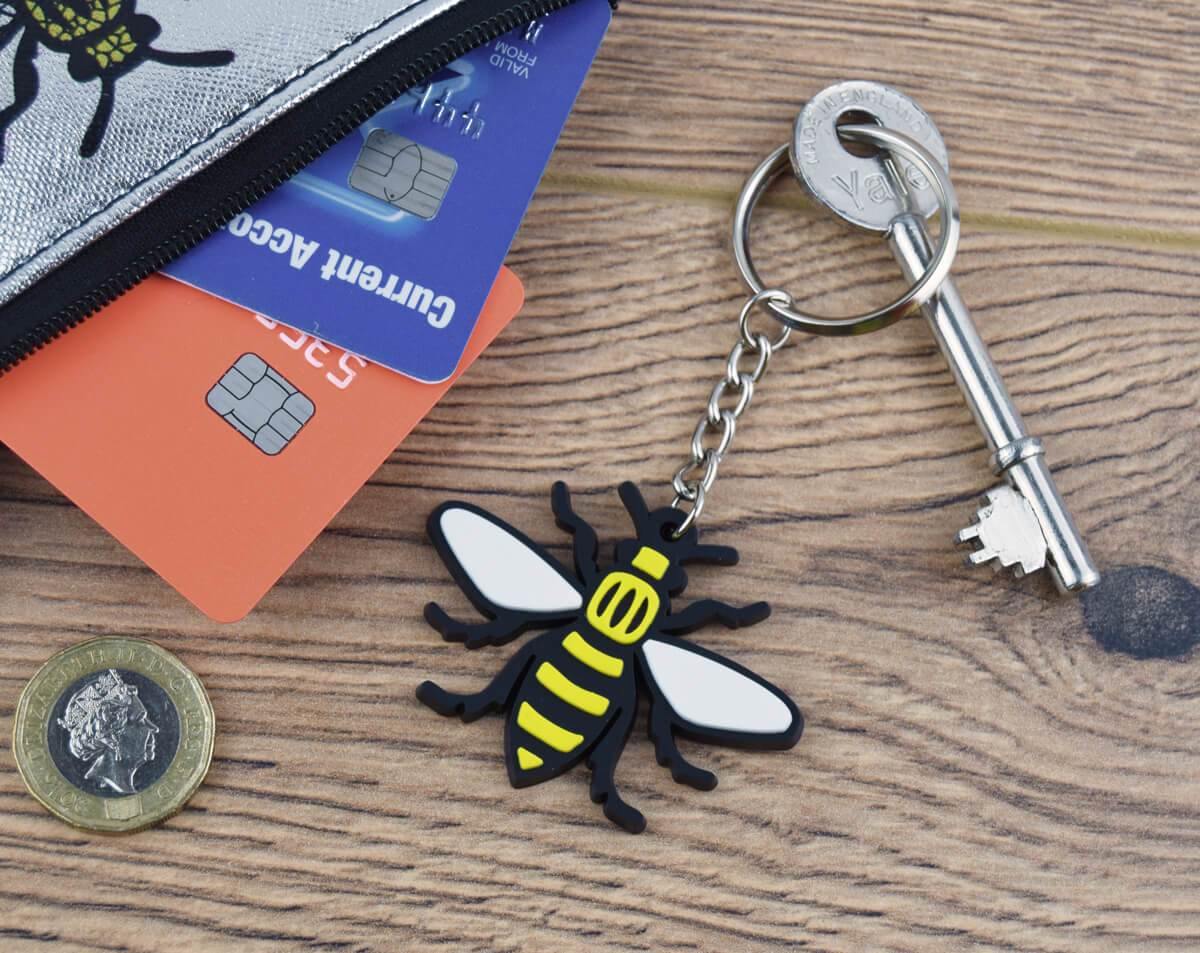 Rubber Manchester Bee Keyring - The Manchester Shop