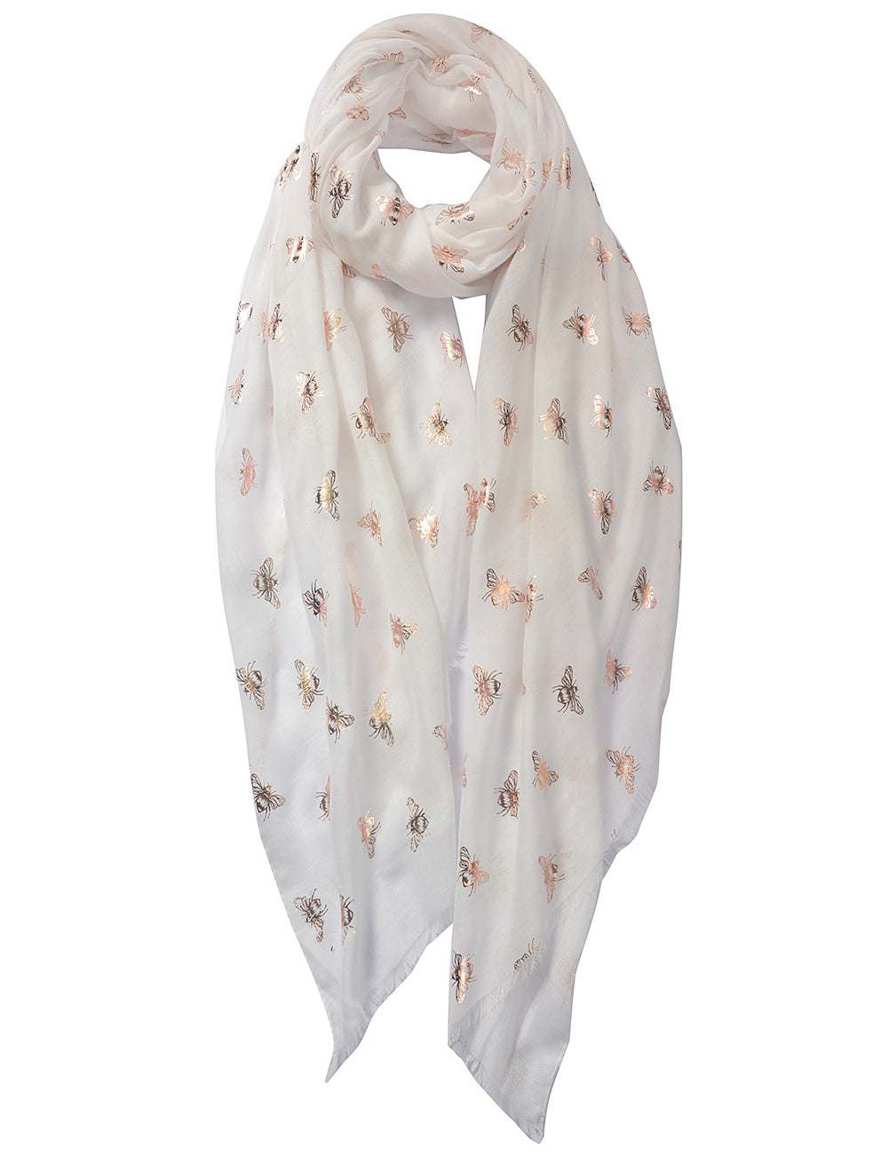 White Copper Foil Bee Scarf | The Manchester Shop