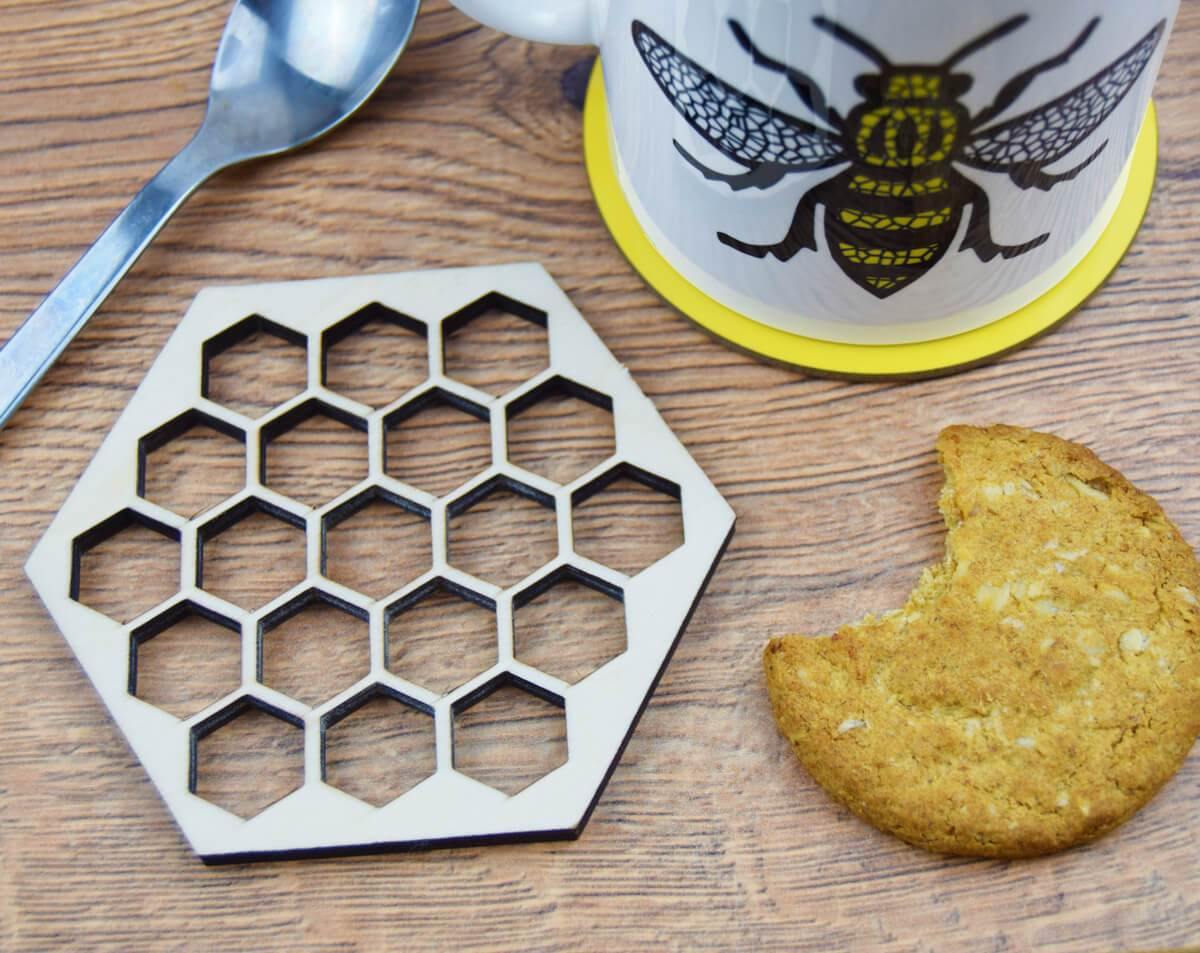 Wooden Honeycomb Coaster - The Manchester Shop