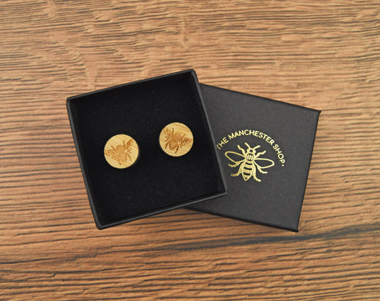 Wooden Round Stud Earrings | The Manchester Shop