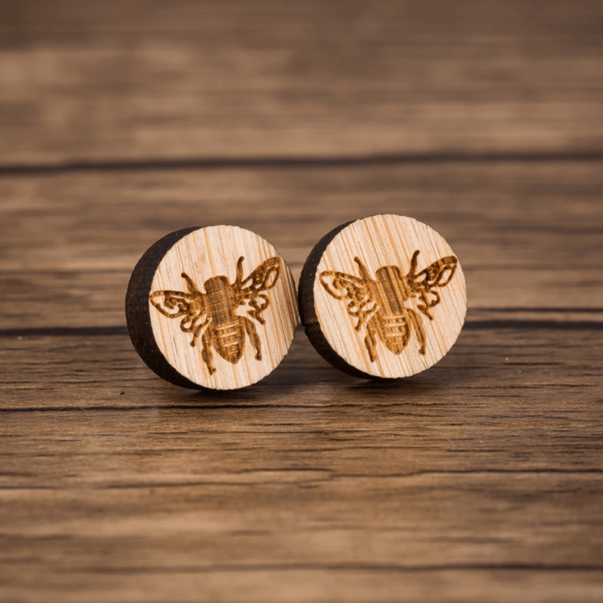 Wooden Round Stud Earrings | The Manchester Shop