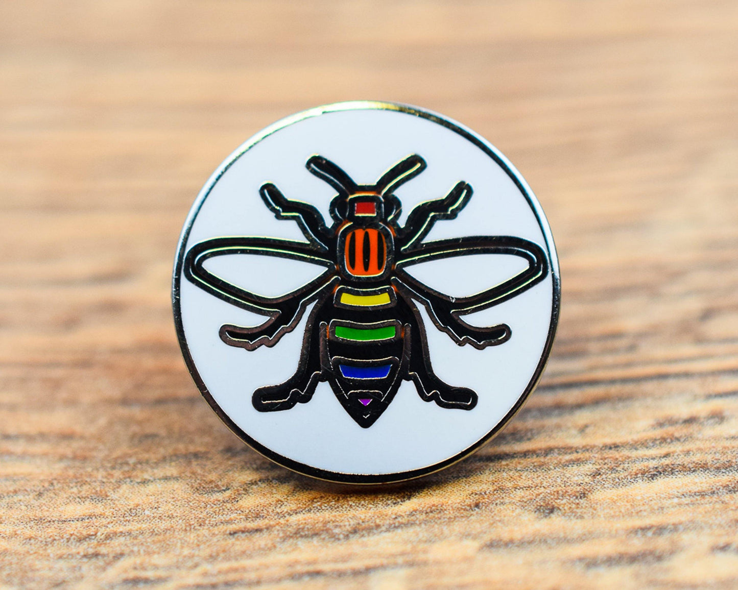 Rainbow Manchester Bee Brooch • The Manchester Shop