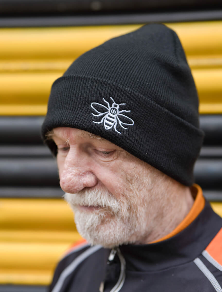 Black Embroidered Manchester Bee Beanie