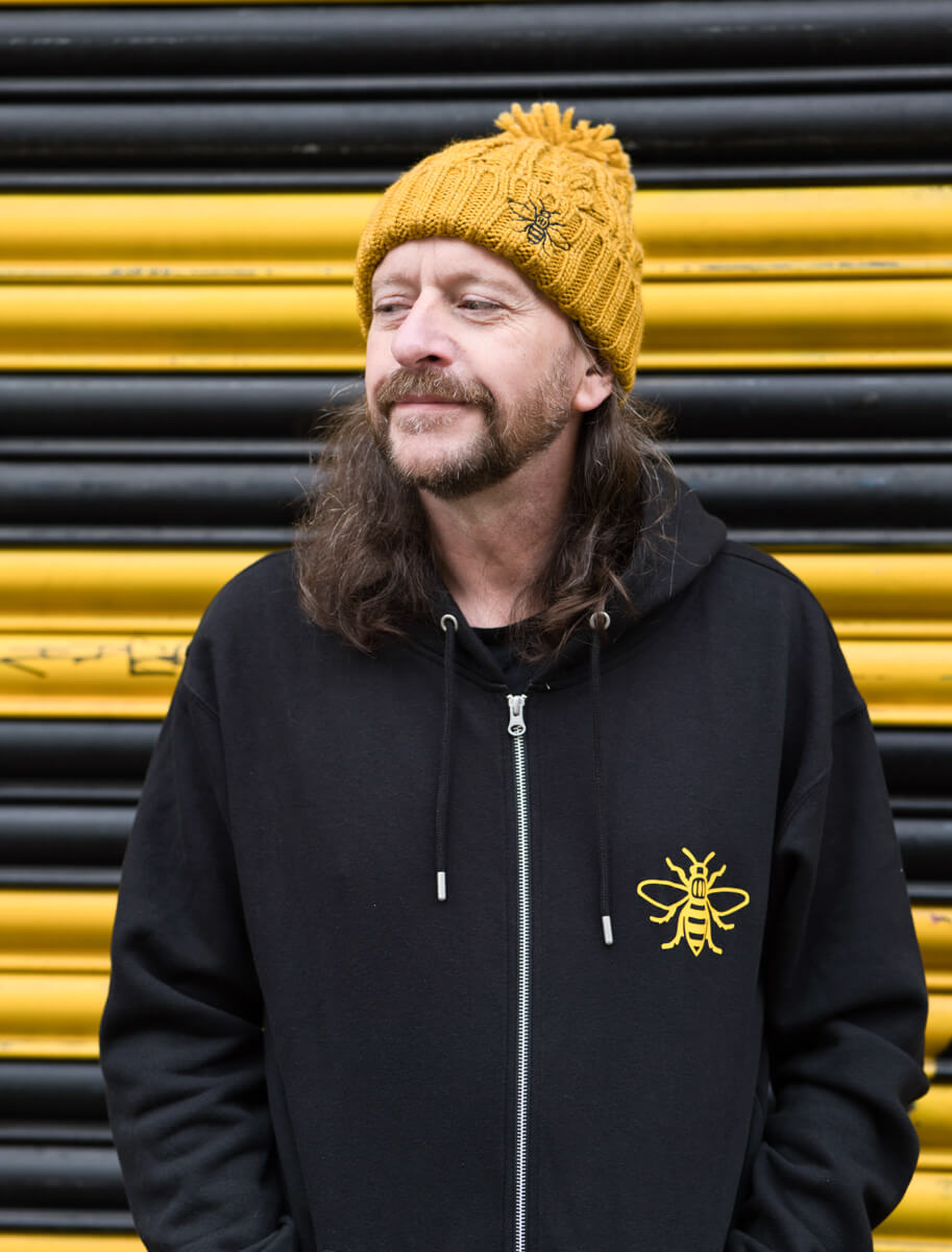 Mustard Chunky Knit Bee Beanie with Bobble (Staff) • The Manchester Shop