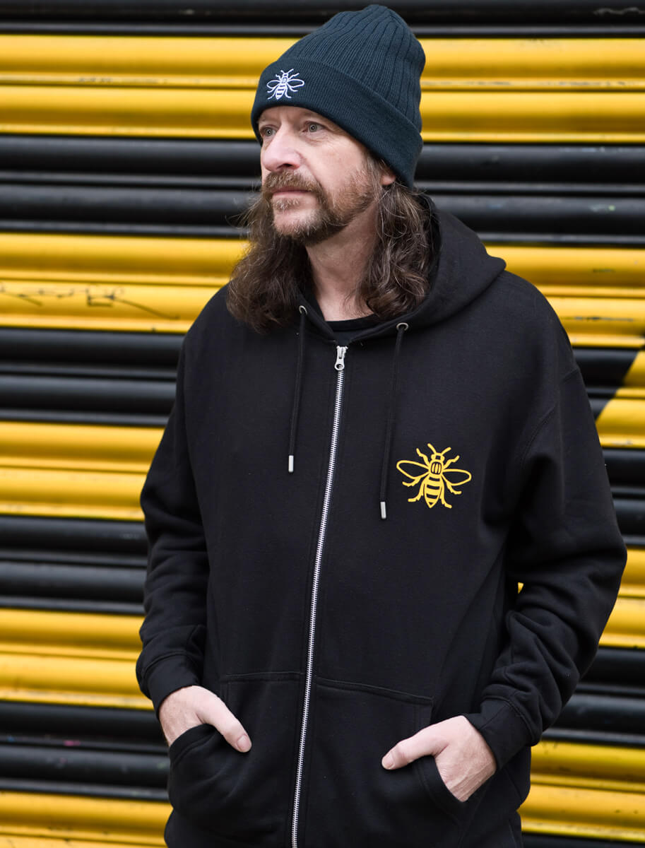 Navy Thinsulate Beanie with Embroidered Bee