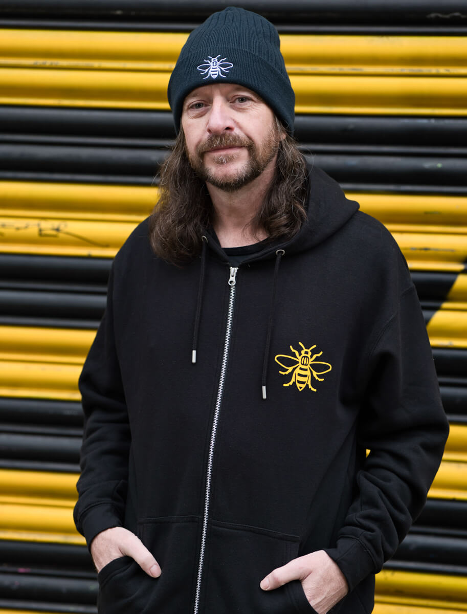Navy Thinsulate Beanie with Embroidered Bee