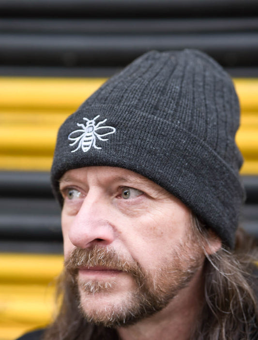 Dark Grey Thinsulate Beanie with Embroidered Bee