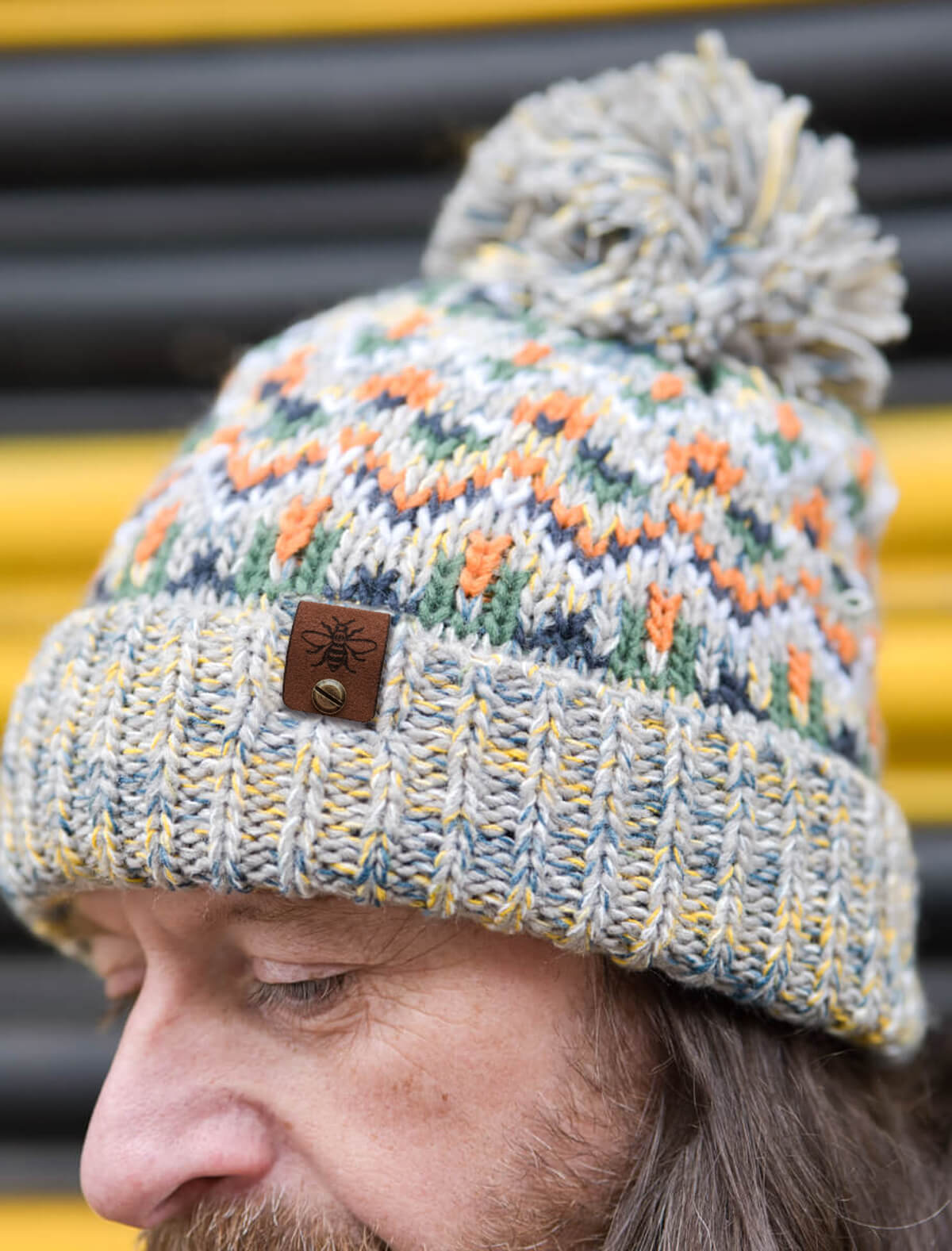Blizzard Chunky Knit Bee Beanie with Bobble • The Manchester Shop