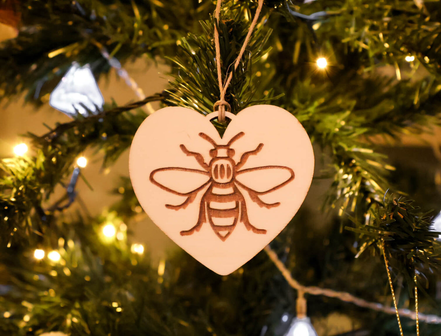 Engraved Heart Wooden Decoration • The Manchester Shop