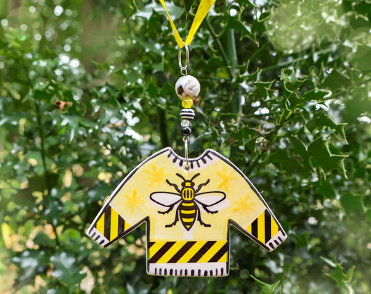 Manchester Bee Christmas Jumper Ceramic Decoration
