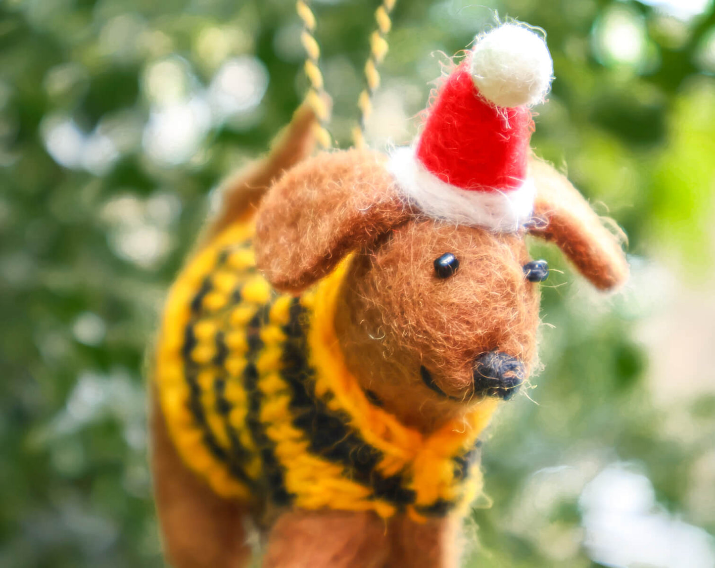 Dog with Jumper & Christmas Hat Decoration
