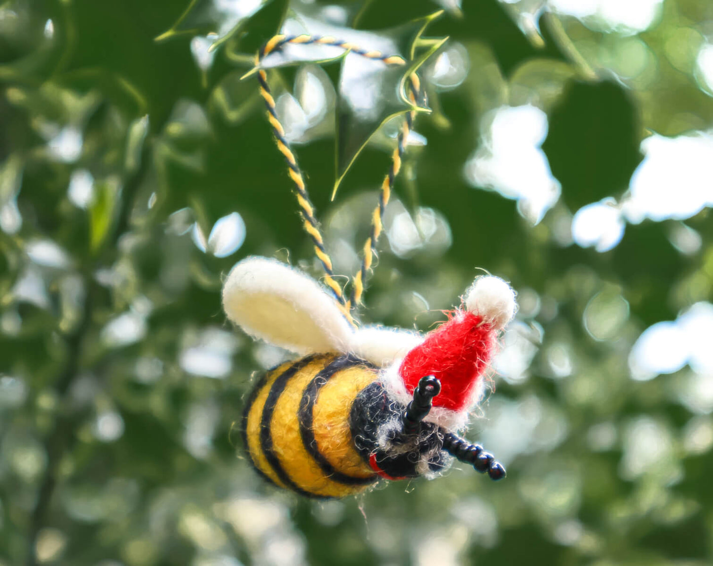 Small Bee with Christmas Hat Decoration