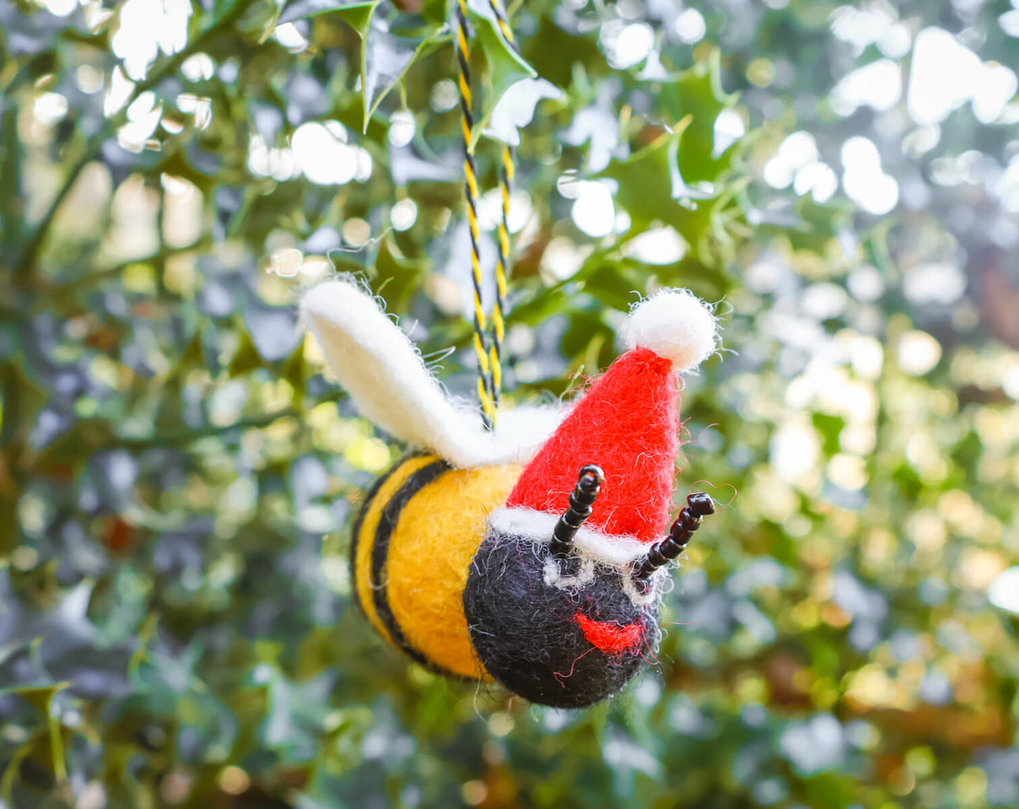 Small Bee with Christmas Hat Decoration