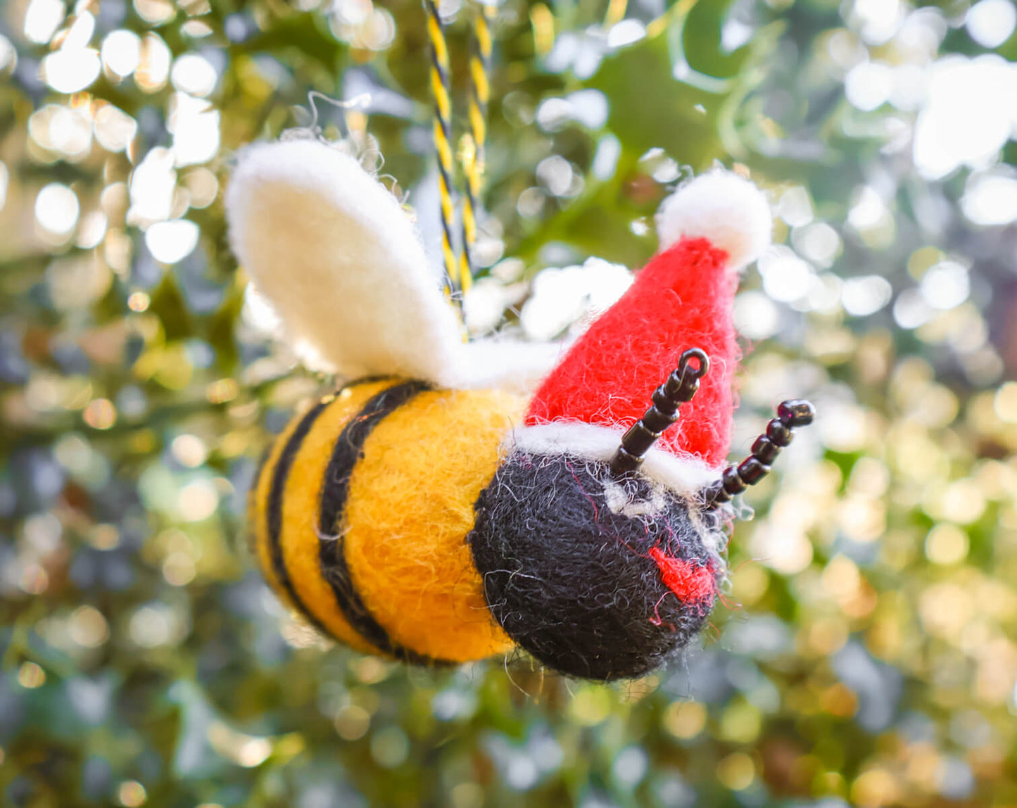 Small Bee with Christmas Hat Decoration