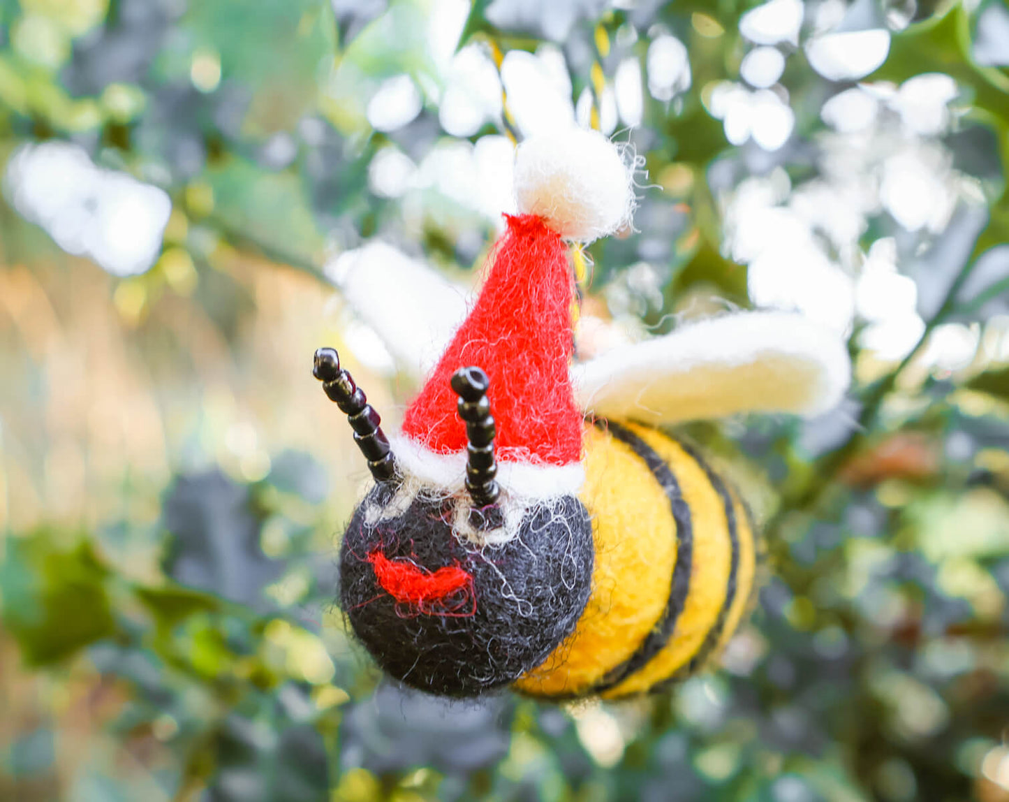Small Bee with Christmas Hat Decoration