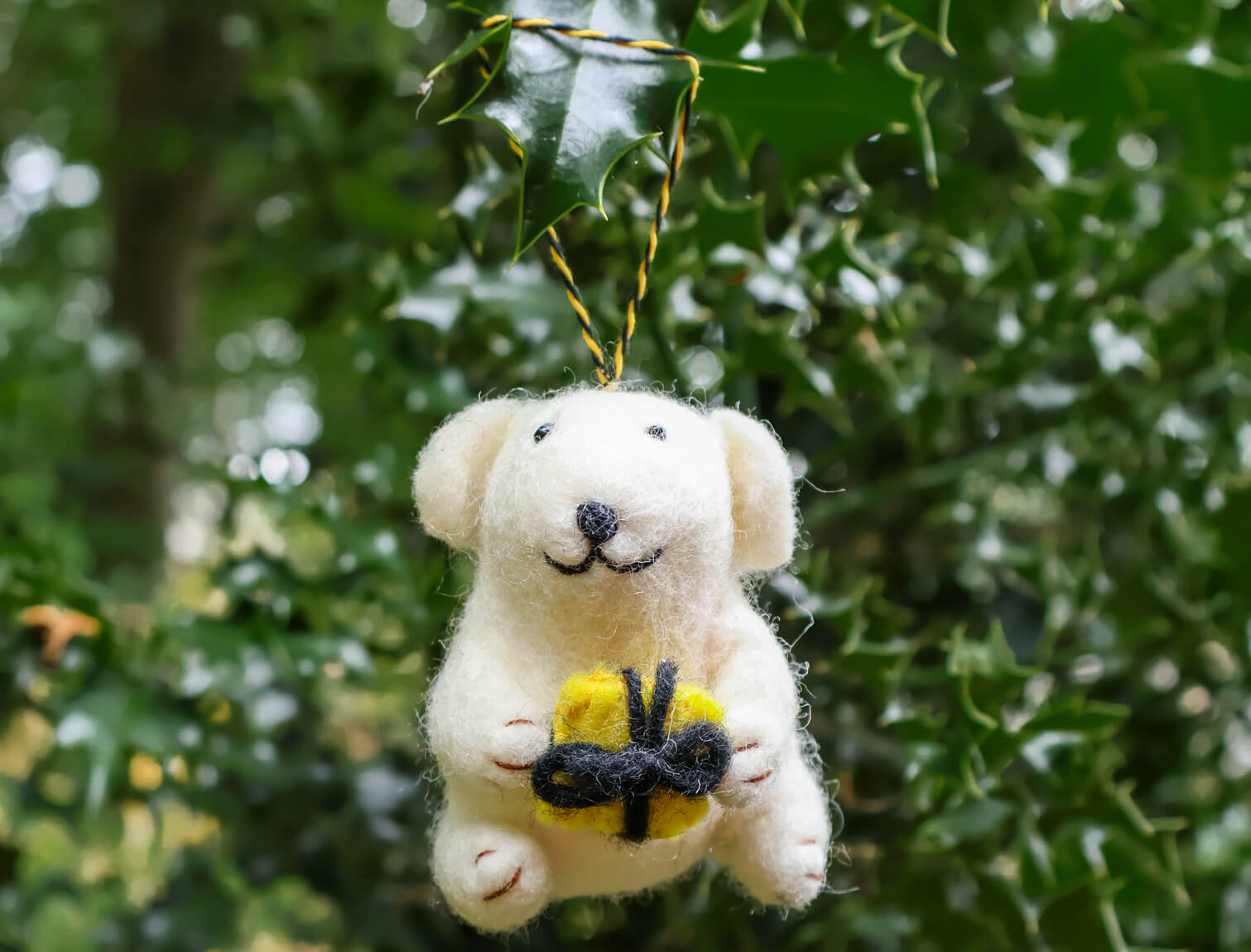 Bear with Gift Decoration • The Manchester Shop