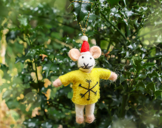 Mouse with Jumper & Christmas Hat Decoration