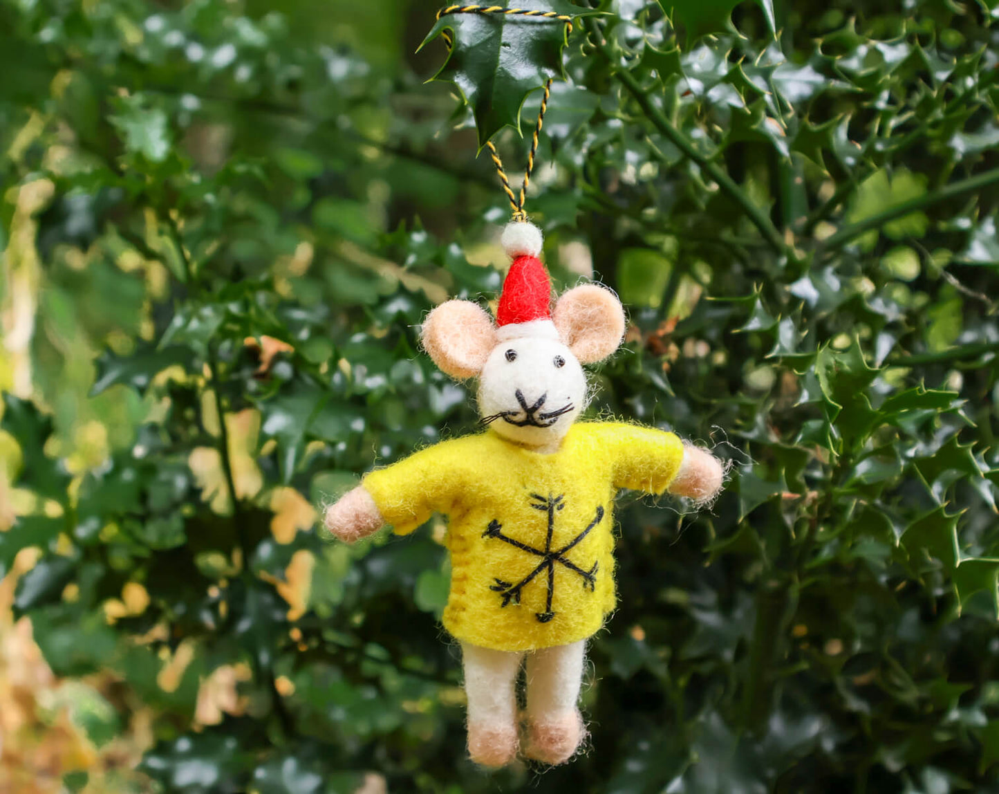 Mouse with Jumper & Christmas Hat Decoration
