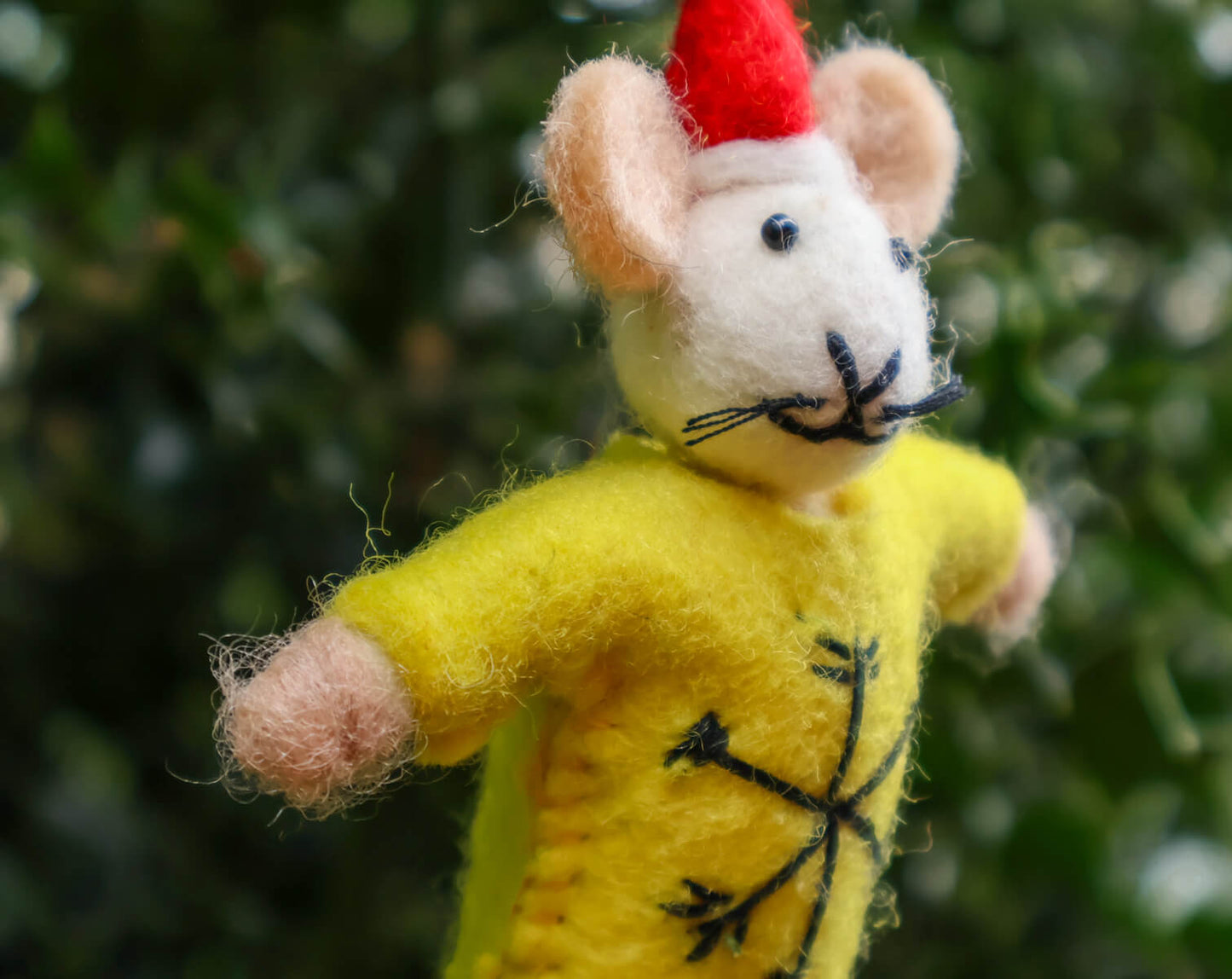 Mouse with Jumper & Christmas Hat Decoration