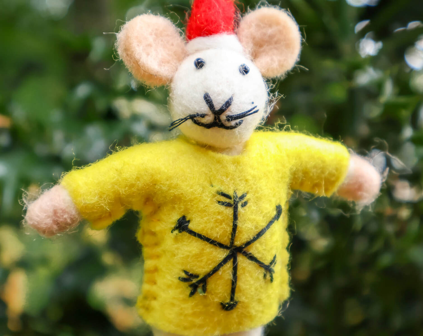 Mouse with Jumper & Christmas Hat Decoration