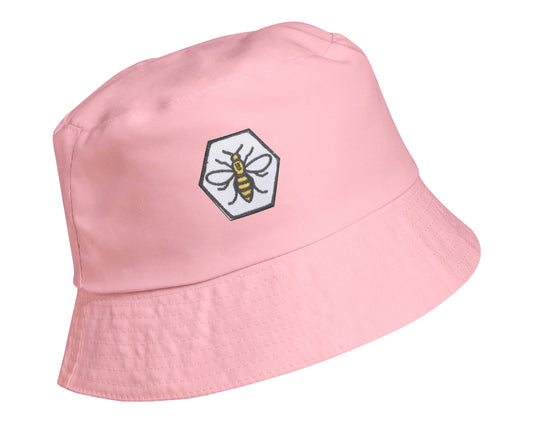 Hexagon Manchester Bee Patch Pink Bucket Hat • The Manchester Shop