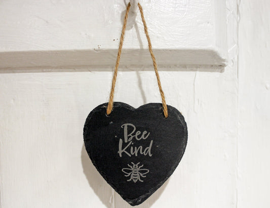 Bee Kind Slate Heart Decoration | The Manchester Shop