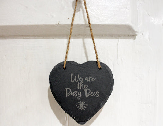 Busy Bees Slate Heart Decoration | The Manchester Shop