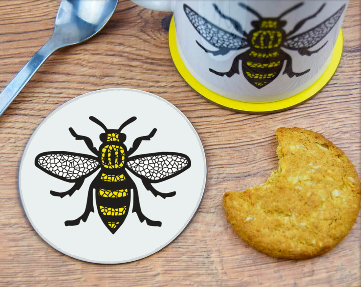 Mosaic Bee Round Coaster • The Manchester Shop